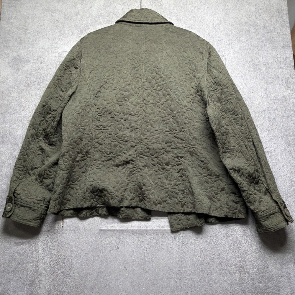 J Jill Women's Olive Green‎ Embroidered Jacket Textured Boho Layer XL - Picture 8 of 12